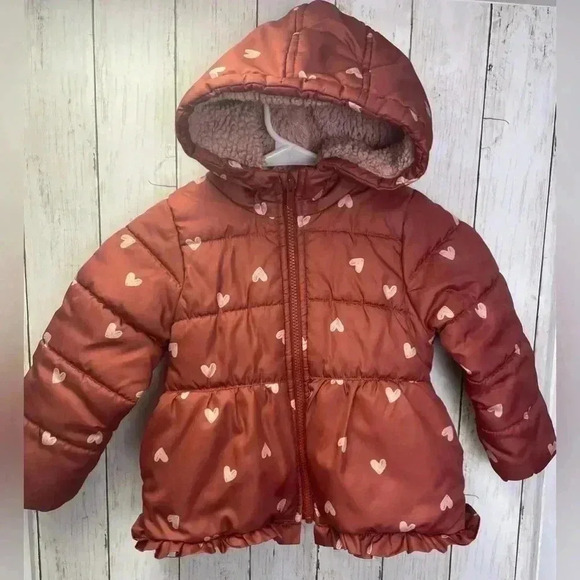 Carters Girls coat size 4T Red with hearts - Picture 1 of 9